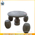 Haobo Cheapest Granite Garden Stone Round Table Top with chair with carved